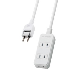 Elecom T-ST02N-2310WH Power Strip, Dust-Proof Shutter, 3 Outlets, 3.3 ft (1 m), White