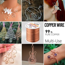 Alambre de cobre puro de calibre 18 con alicates, alambre de joyería de 100 pies de longitud/φ1.0 mm, perfecto para fabricación de joyas, proyectos eléctricos y de manualidades (calibre 18, cobre)