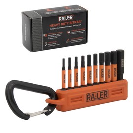 Hex Bit Set - Railer 2 Inch Impact Driver 10pc SAE Hex Bit Set With A Bit Holder & Carabiner. Premium S2 Steel, Ideal For Furniture Screws