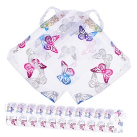 Vaguelly 50pcs Small Organza Mesh Bags with Gold Butterfly Print Drawstring Candy Storage Pouches Jewelry Organizer for Weddings Birthdays Party Favors and Packaging
