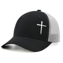 WALNOVA Christian Trucker Cap for Men Women, Jesus Cross Faith Baseball Cap Christian Religious Gifts, Black