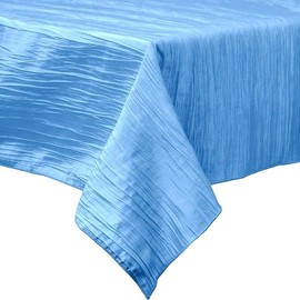 New Creations Fabric & Foam Inc, Square Light Weight Accordion Design Crushed Taffeta Seamless Table Overlay. (Baby Blue, 58" Inches x 58" Inches)