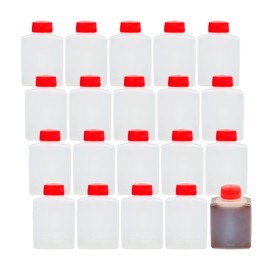 Restaurantware-Bento Tek 2 Ounce Mini Soy Sauce Bottles, 100 Disposable Mini Condiment Bottles With Red Caps - Pack Seasoning, Vinegar Or Sauce, Clear Plastic Squeeze Bottles, For Take Out