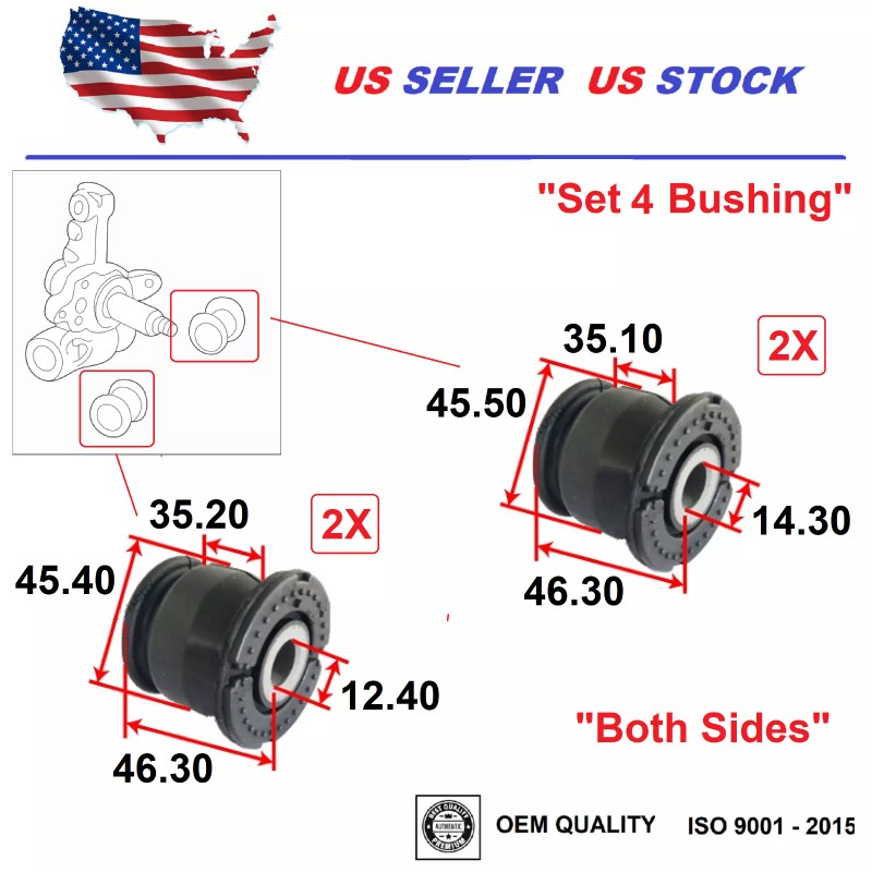 2M PLASTIC Rear Lower Knuckle Bushing Set (6) For Honda