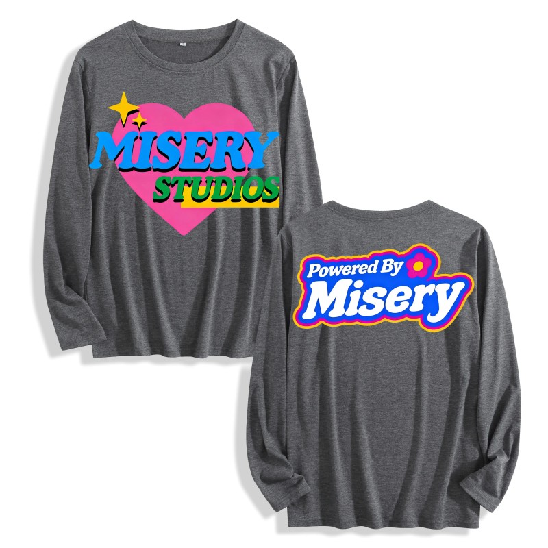 4 Colors Vibrant Heart Misery Studios Print Long Sleeve T