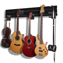 YCXYQ Black - 5 Hooks Guitar Wall Mount Multiple Wall Hanging Aluminum Alloy Wall Rack Multifunctional Opening Adjustable Hook Guitar Bass Violin Erhu Hulusi Universal Display Rack