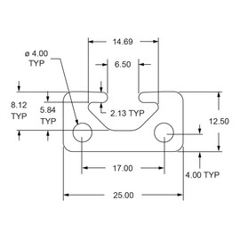 8020, 25-2514, 25 Series 25mm x 12.5mm T-Slotted Aluminum Extrusion Extruded DIY One Mono Channel Linear Slot Bar Rail 80/20 (Clear Anodize, 610mm Long)