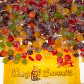 Assorted Fruit Buttons 5 Pounds Individually Wrapped Hard Candy in a Resealable Bulk King of Sweets Bag