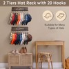 FANGSUN Hat Rack for Wall, Wooden Baseball Cap Organizer with