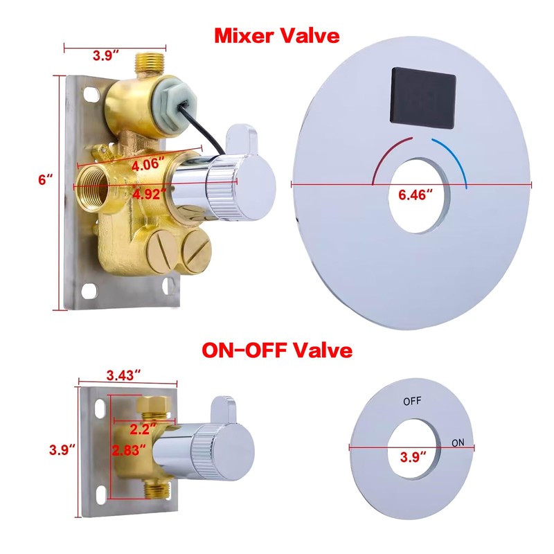 ON/OFF Brass Shower Diverter Flow Control Valve, Separate Design with