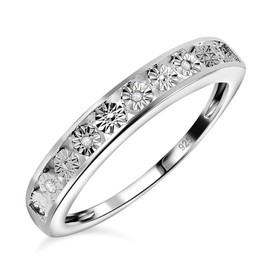 TJC White Diamond Eternity Ring for Women Size N in 925 Sterling Silver April Birthstone Metal Wt. 2.203 Grams