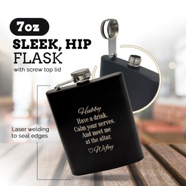 Groom Gifts from Bride on Wedding Day, Gifts for Groom to be, Fiance Gifts for Him, Bride and Groom Flask, Groom Gift, Groom Engagement, Wedding Gift for Husband, Future Husband Gifts, Hip Flask (HW)