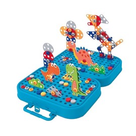 Eddy Toys Construction Toy Design & Drill with Drill Children - Plug-In Game from 3 Years - Plug-In Game with Drill 289 Pieces - Mosaic Puzzle Children - Plug-in Mosaic Montessori Toy Box