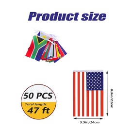 Countries Flags,International Flags,47.5Ft /14.5M 50 Nations World Flag Baner Bunting,World Flag Banner Decoration,World Flags Banner,International Banner String Flags World Flag Bunting Banners