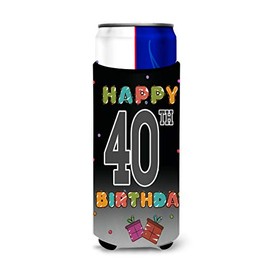 Caroline's Treasures CJ1123MUK Happy 40th Birthday Ultra Beverage Insulators for slim cans, Slim Can, multicolor