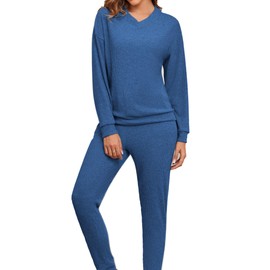 Famulily Women's Jogging Suit Set, Two-Piece Leisure Suit, Autumn Outfit, Tracksuit, 2-Piece Loungewear, Jogging Bottoms and Top, blue