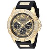 GUESS Comfortable Gold-Tone Black Stain Resistant Silicone Watch with Crystal