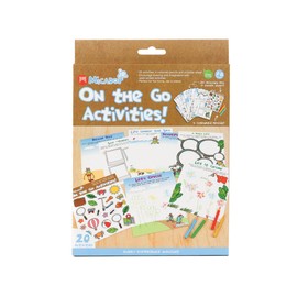 Micador jR. On The Go Activity Pack - 20-Activities + 4 Color Pencils + Sticker Sheet - Travel + Portable - Draw, Color, Imagine, Play Based Activities - Ages 3+
