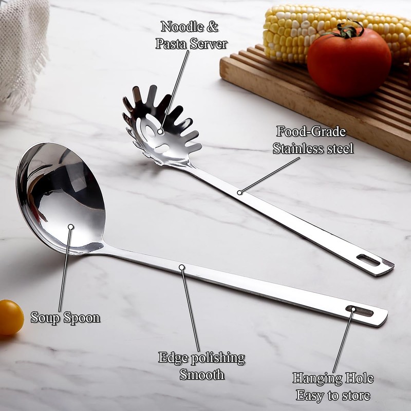 Berglander Stainless Steel Soup Ladle & Spaghetti Spoon, 2 Piece