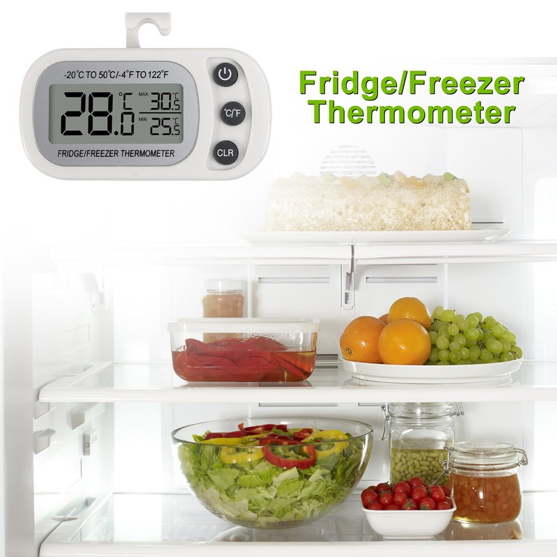 AITRIP 2 Pack Refrigerator Thermometer, Digital Freezer/Fridge Thermometer with Hook