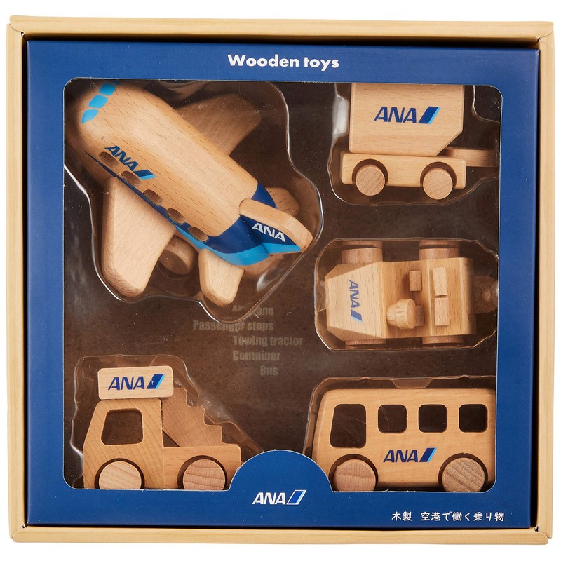 エアプレーングッズ 空港で働く乗り物 木製ひこうきセット ANA MT445