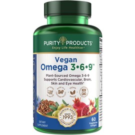 Purity Products - Fórmula Vegana Omega 3-6-9, Complejo de Ácidos Grasos Esenciales, 60 Cápsulas
