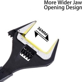 Alaxy safety solutions 8 inch/215mm Adjustable Wrench, 36mm Wide Jaw Opening Adjustable Spanner, CR-V Rustproof Plumbing Tool with Ergonomic Grip