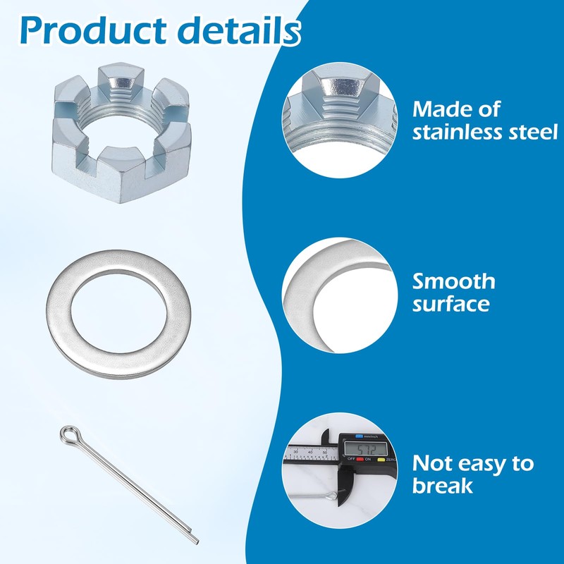 2 Set Trailer Axle Nut Kit Castle Nut Kit for