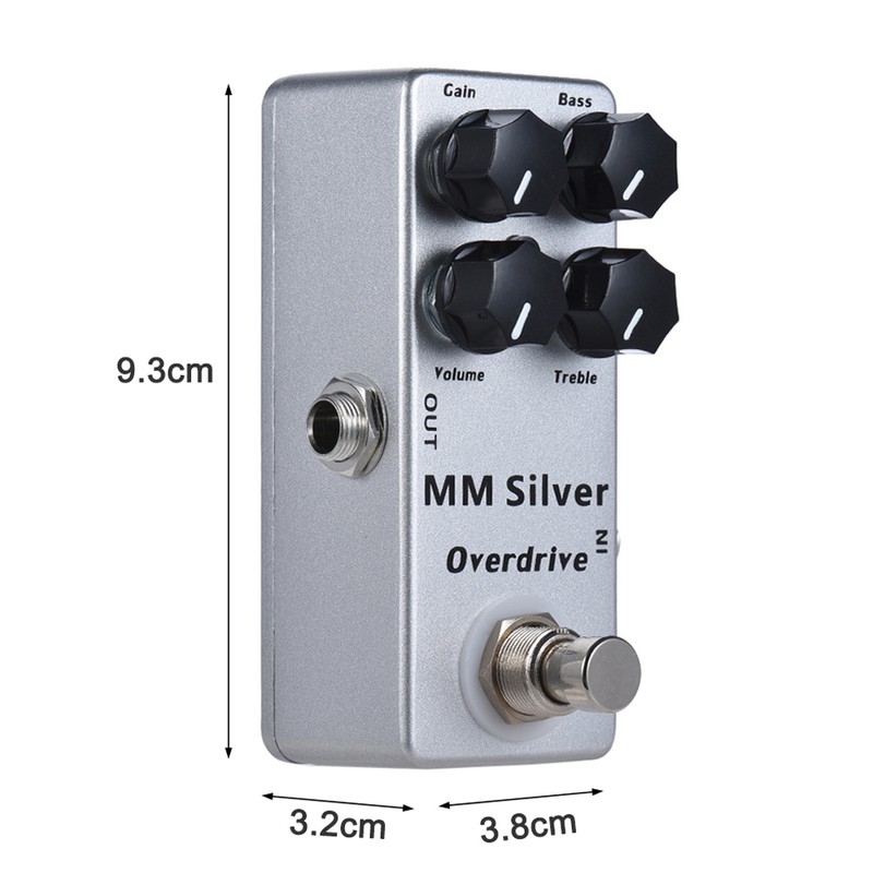 MOSKYAudio MM Silver Electric Guitar Overdrive Effect Pedal Full Metal