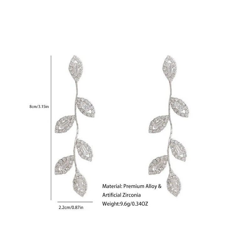 ALRNBY Gold/Silver Dangle Drop Wedding Earrings Elegant Formal Bridal Rhinestone