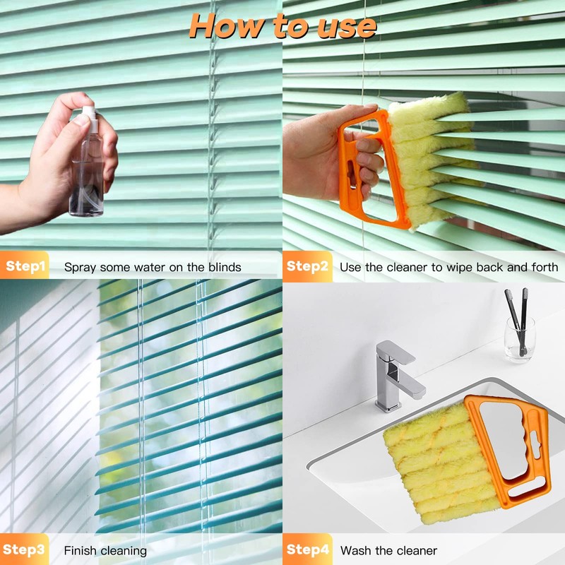 AOCEAN 2 Pcs Blind Cleaner Duster Tool 7-Finger Dusting Cleaner