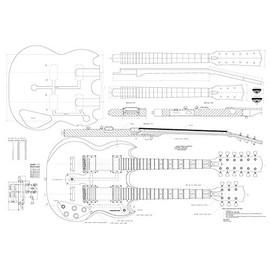 Double Neck Eds-1275 Style Electric Guitar Plans - Actual Size
