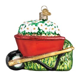 OLD WORLD CHRISTMAS WHEELBARROW BLOWN GLASS CHRISTMAS ORNAMENT 36236