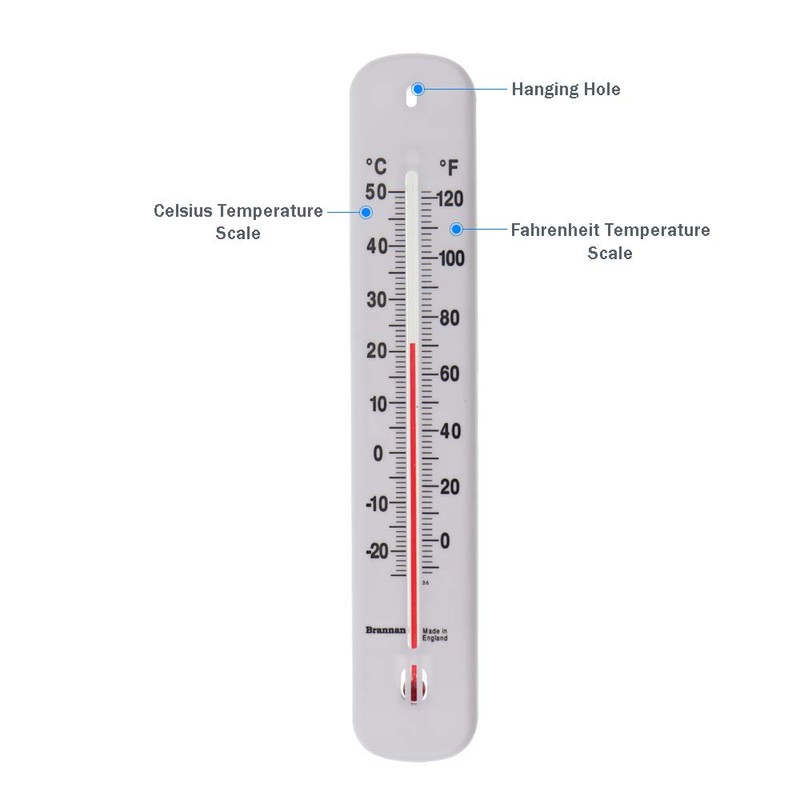 Room Thermometer 215mm - Made in UK for Home Office