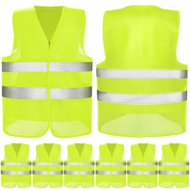 GRIRDDIV 6 Pezzi Universale Giallo Giubbotto Sicurezza Riflettente, Gilet Alta visibilità, Universale Giallo Giubbotto Sicurezza Riflettente, per Stradale Assistenza Conducenti Cantiere