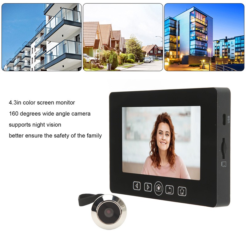 Peephole Camera 4.3in Color Screen 160 Degree Wide Angle Detection