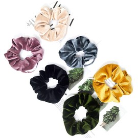 Velvet Hair Tie Scrunchies for Girls & Women - Original Hidden Pocket Scrunchie with Zipper Pocket Storage for Accessories, Small Items, Keys, Money (6-Pack)
