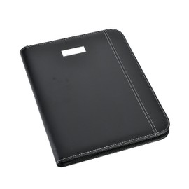 Arpan Black Leather Look A4 Zipped Conference Folder with Calculator & Pad/Executive Portfolio