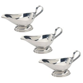 Soro Essentials- 5 oz Stainless Steel Gravy Boat Set of 3 – Serving Dish Serving Dispenser Sauce Boat Pitcher Gravy Bowl for Sauces Creamer Salad Dressing Broth for Home Kitchen and Restaurant