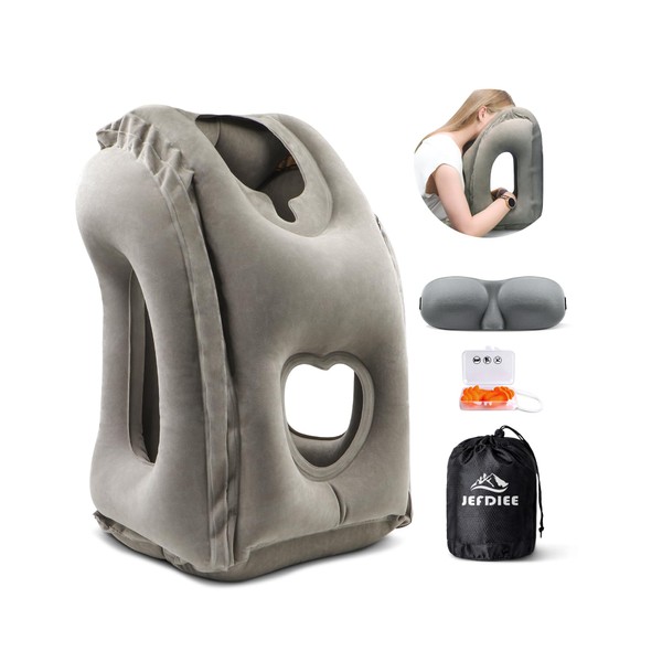 JefDiee Inflatable Travel Pillow, Airplane Neck Pillow Comfortably Supports Head