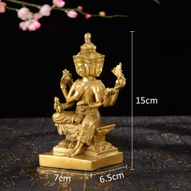 BRABUD Handmade Brass Thailand 4 Faces Buddha Statue Lord Brahma Phrom Figurine Oriental Decor ZD150