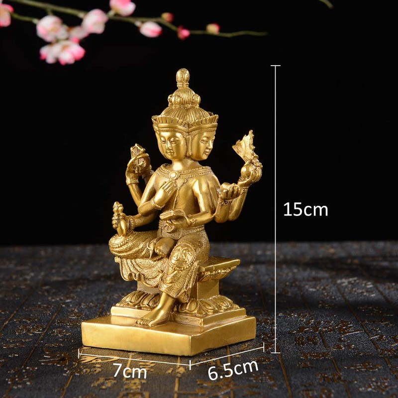 BRABUD Handmade Brass Thailand 4 Faces Buddha Statue Lord Brahma