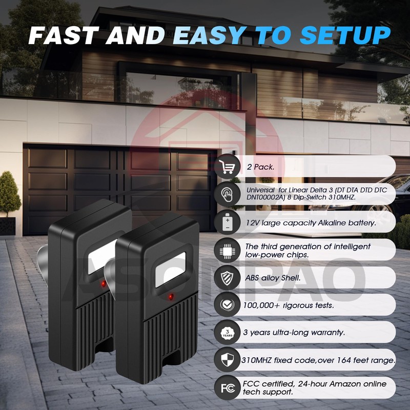 2 for Linear DTC Delta 3 Garage Door Remote 8