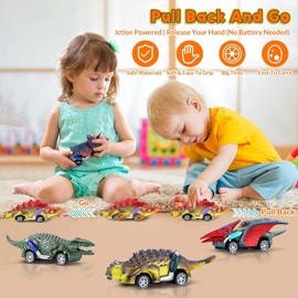Jojoin Dinosaur Toy - 6 Pieces Car Dino Toy with Play Mat - Car Dinosaur Toy from 2 3 4 Years Children's Toy from 2 3 Years Boys Girls Gifts Toy Car Children