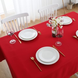 FOLINS&HOME Red Square Tablecloth 70 x 70 Wrinkle Free Waterproof Polyester Table Cloths, Spillproof Heavy Duty and Washable Table Cover for Party, Banquet, Indoor and Outdoor - Rectangle/Oblong