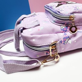 Kawaii Kitty Friends PU Crossbody bag with Handles Adjustable Shoulder Strap and Bracelet, Kawaii Handbag with Zipper, Wallet Purse Shoulder Messenger Bag Coin Pouch Accessories for Women Girls