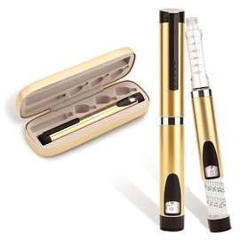60 Units Reusable Peptide Pen Injector, Clear Scale and Protect Case, Compatible with 3ML for Home and Travel Use(Gold)