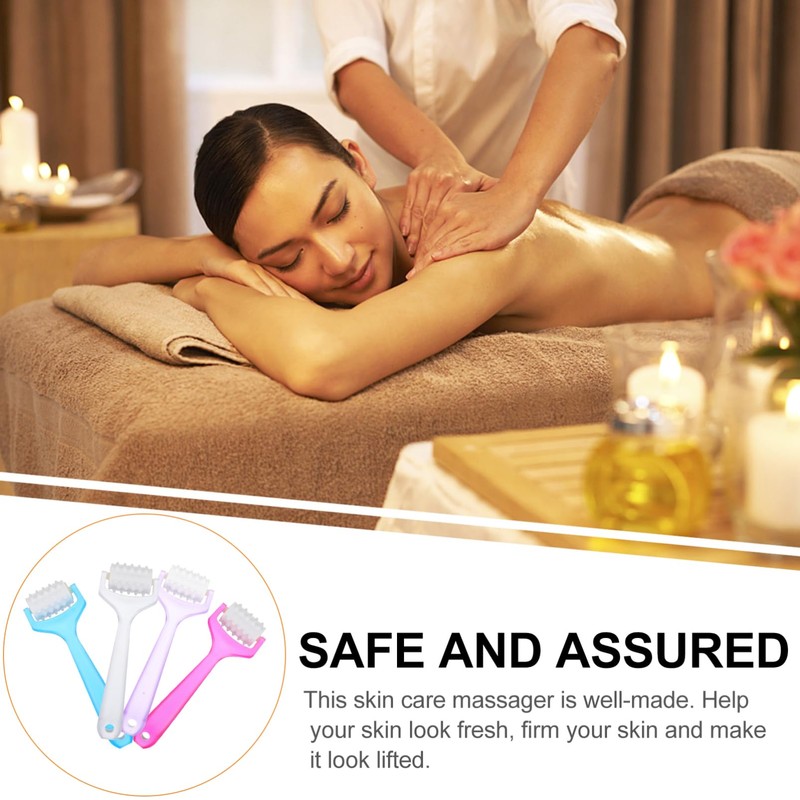 Baluue 4pcs Facial Roller Manual Skin Care Tools for Promotes