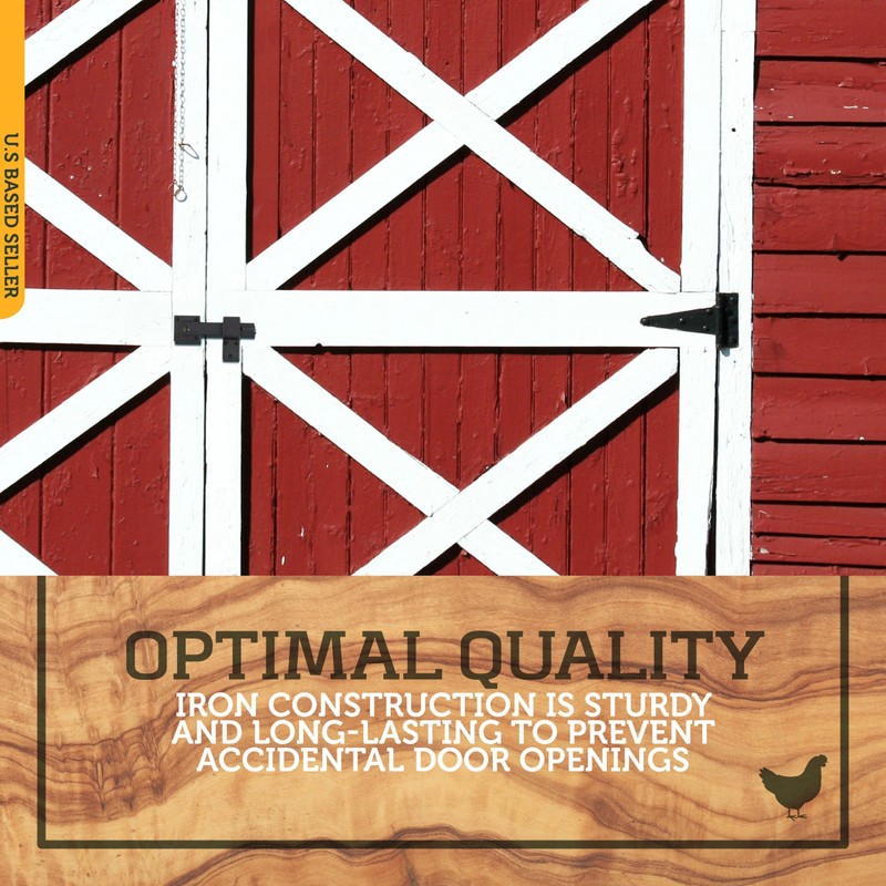 Rural365 Black Barn Door Latch Hook with Hardware - Reversible