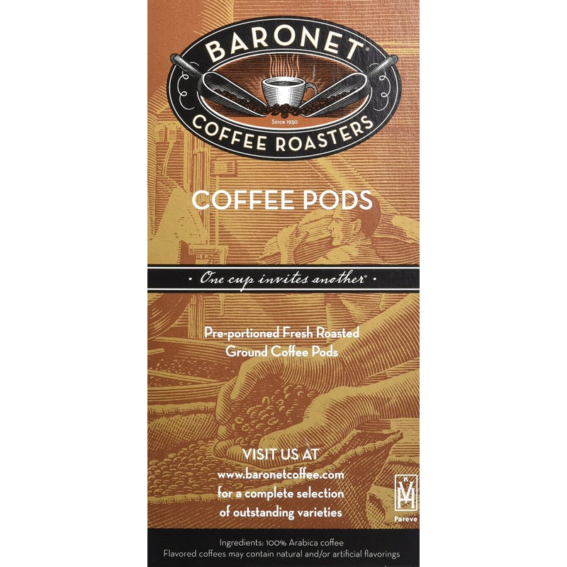 Baronet Coffee Single Espresso Light ESE Pods, 54 Count, 2.0